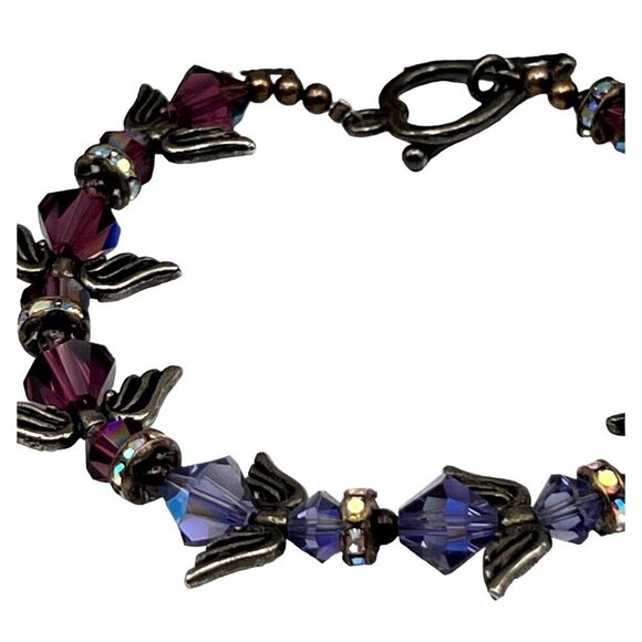 Handcrafted Purple Stone Beaded Necklace & Bracelet Set With Glass & Amethyst - Picture 5 of 12